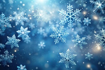 Dainty snowflakes dance in air currents amidst a flurry of falling snow, snowfall, light, air, flutter, snowflake