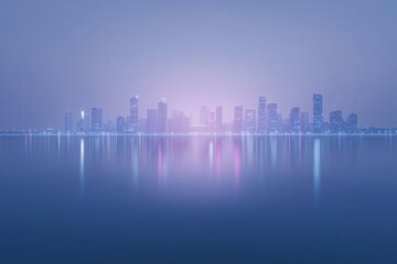 Naklejka premium Cityscape at Night with Reflections on Water