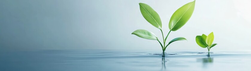 Tranquil blue oasis, aquatic plant flourishes in a vibrant underwater marine ecosystem