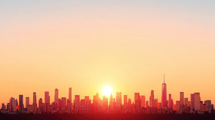 stunning digital city skyline with skyscrapers and sunset backdrop
