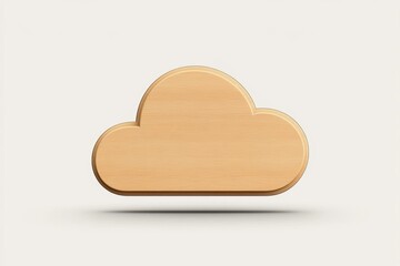 A wooden cloud icon on a white background - Backgrounds