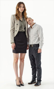 Tall woman and shorter man dating, relationship, height difference comparison concept, tall and short, tall girl beside a short man