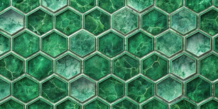 Green marble-like wallpaper featuring a geometric pattern of interlocking hexagons, marble effect, green color scheme