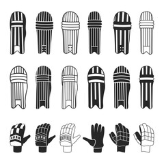 Cricket Legpad and Gloves SVG Printable Vector Illustration Silhouette, Cricket Gloves