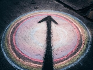 Vibrant Circle with Ascending Line Symbolizing Growth and Potential in Conceptual Photography