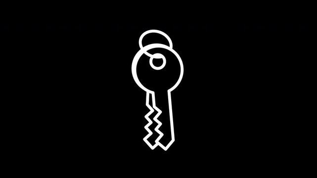Keys line icon. White color line icon animation. 4K video with transparent background