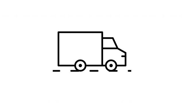 Moving to a new house line icon. Black color line icon animation. 4K video with transparent background