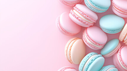 Obraz premium colorful macaroons on a pink background