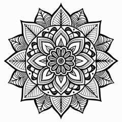 black color floral or Mandala line art
