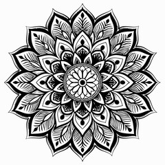 black color floral or Mandala line art
