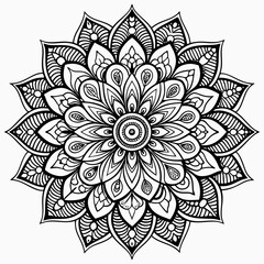 black color floral or Mandala line art
