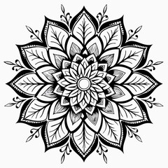 black color floral or Mandala line art
