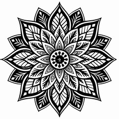 black color floral or Mandala line art
