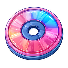 A vibrant spinning top toy in colorful pink and blue hues, reflecting light during playtime in a sunny afternoon setting