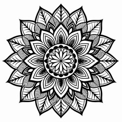 black color floral or Mandala line art
