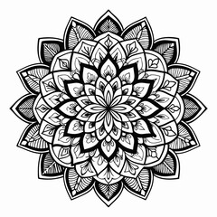 black color floral or Mandala line art
