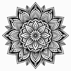 Black and White Geometric Mandala Design