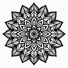 Black and White Geometric Mandala Design