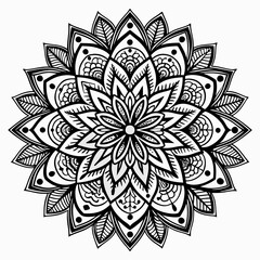Black and White Geometric Mandala Design