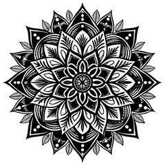 Black and White Geometric Mandala Design