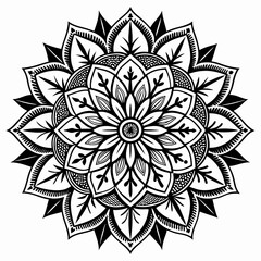 Black and White Geometric Mandala Design