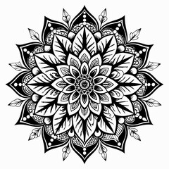 Intricate Black and White Mandala Pattern - Geometric Abstract Art