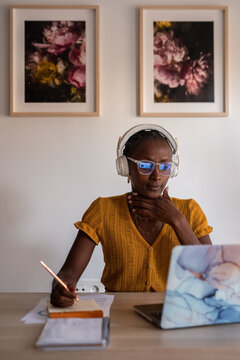 Thoughtful freelancer working at home office
