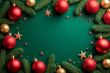 Joyful Holiday Decorations Radiate Warmth and Festive Spirit With Shiny Ornaments and Lush Evergreens