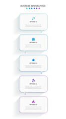 Vertical progress bar featuring 5 arrow-shaped elements, symbolizing the five stages of business strategy and progression. Clean timeline infographic design template. Vector for mobile presentation.