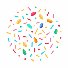 Colorful Confetti and Streamers Pattern on White Background – Festive and Fun Party Design