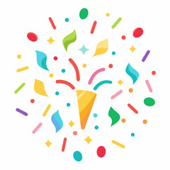 Colorful Party Popper Explosion with Confetti and Streamers – Festive Celebration Background