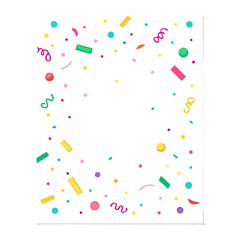 Colorful Confetti and Streamers Pattern on White Background – Festive and Fun Party Design