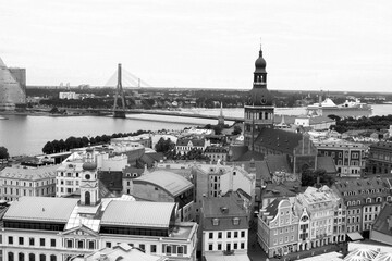 Obraz premium View from above to Riga on a day. Latvia. The Baltic States.