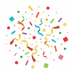 Colorful Confetti and Streamers Pattern on White Background – Festive and Fun Party Design