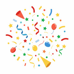 Colorful Confetti and Streamers Background. Festive Celebration Background with Colorful Confetti, Streamers
