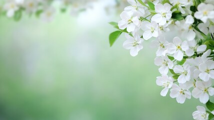 Beautiful white flowers creating a serene atmosphere with a soft green background, perfect for nature-themed projects.