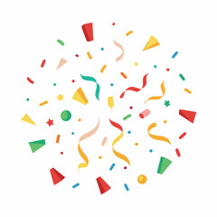 party streamers and confetti. Festive Celebration Background with Colorful Confetti, Streamers
