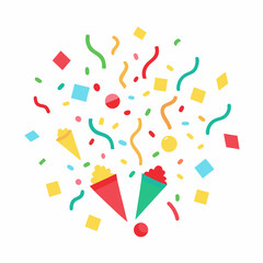 Colorful confetti and streamer on white background Vector
