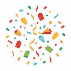 Colorful confetti celebration design isolated on white background
