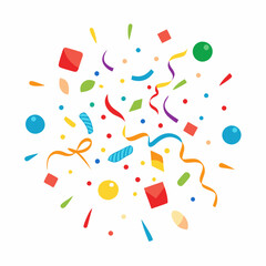 Colorful Confetti and Streamers Background. Festive Celebration Background with Colorful Confetti, Streamers
