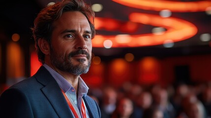 Fototapeta premium Inspiring Entrepreneur at Keynote Speech Event