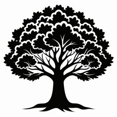Obraz premium tree with roots Oak Tree vector silhouette black design