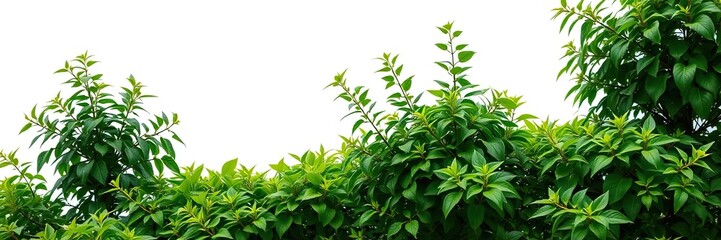 Obraz premium Lush green shrub with vibrant leaves isolated on a clean white background, white background, botany, isolated