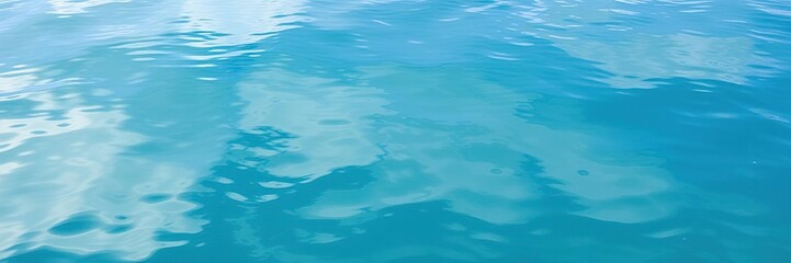 Obraz premium Ripple pattern of water surface with reflection of sky and clouds, rippling, liquid