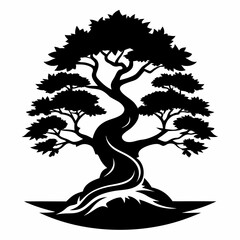 juniper tree black and white vector