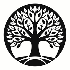 tree silhouette linden tree black and white vector