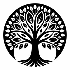 tree with roots linden tree black and white vector