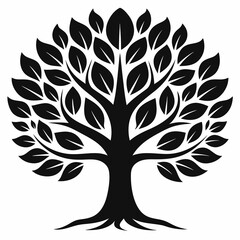 tree with roots linden tree black and white vector