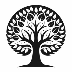 silhouette tree with roots linden tree black and white vector