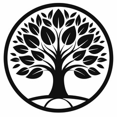 tree with roots linden tree black and white vector
